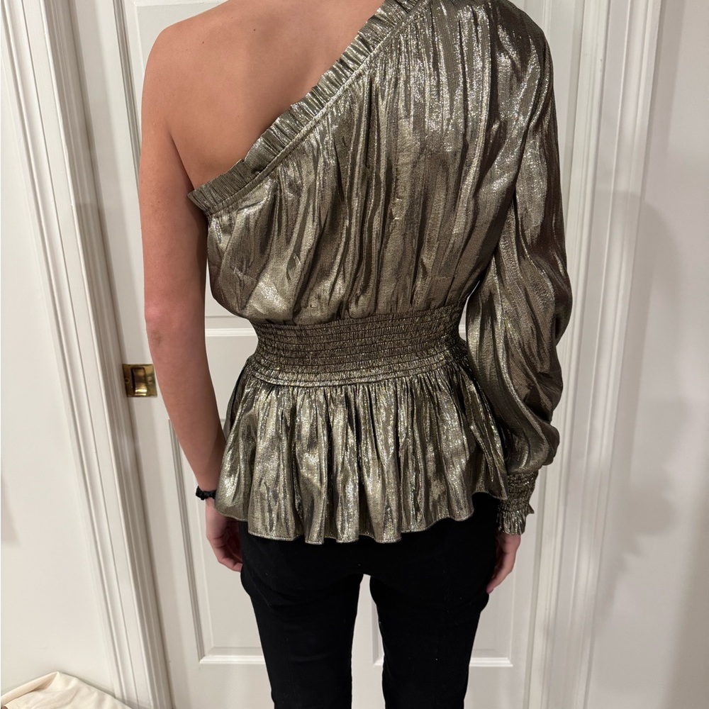 Metallic One-Shoulder Women's Top - Picture 2 of 3